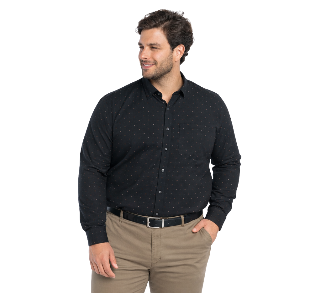 Camisa fantasía estampada 509 diseño negro manga larga regular fit | MASX Chile