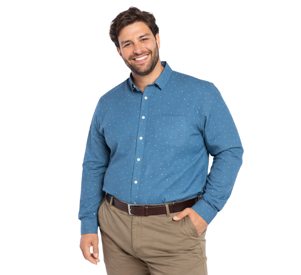 Camisa fantasía estampada 572 diseño celeste medio manga larga regular fit | MASX Chile