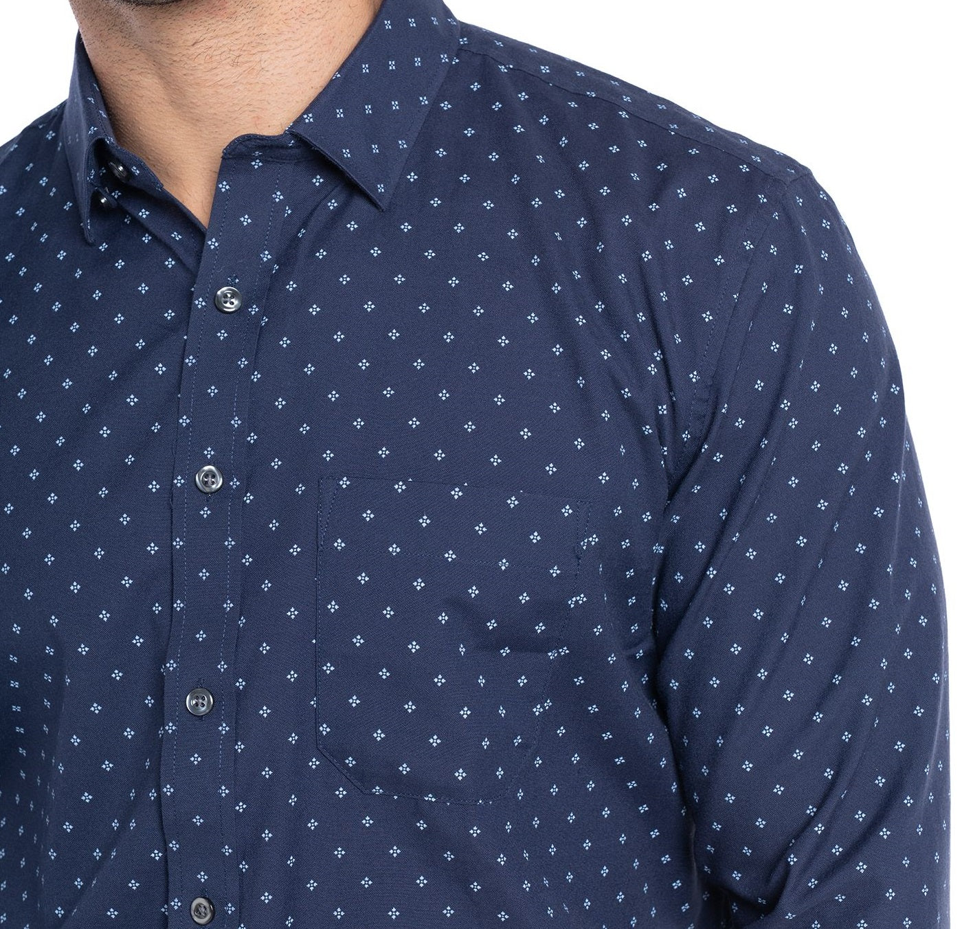 Camisa fantasía estampada 577 diseño azul manga larga regular fit | MASX Chile