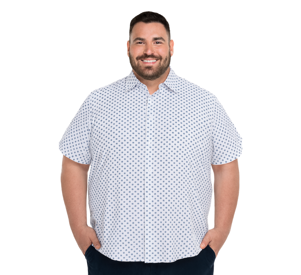 Camisa fantasía estampada cuello semi italiano 501 diseño blanco slim fit | MASX Chile