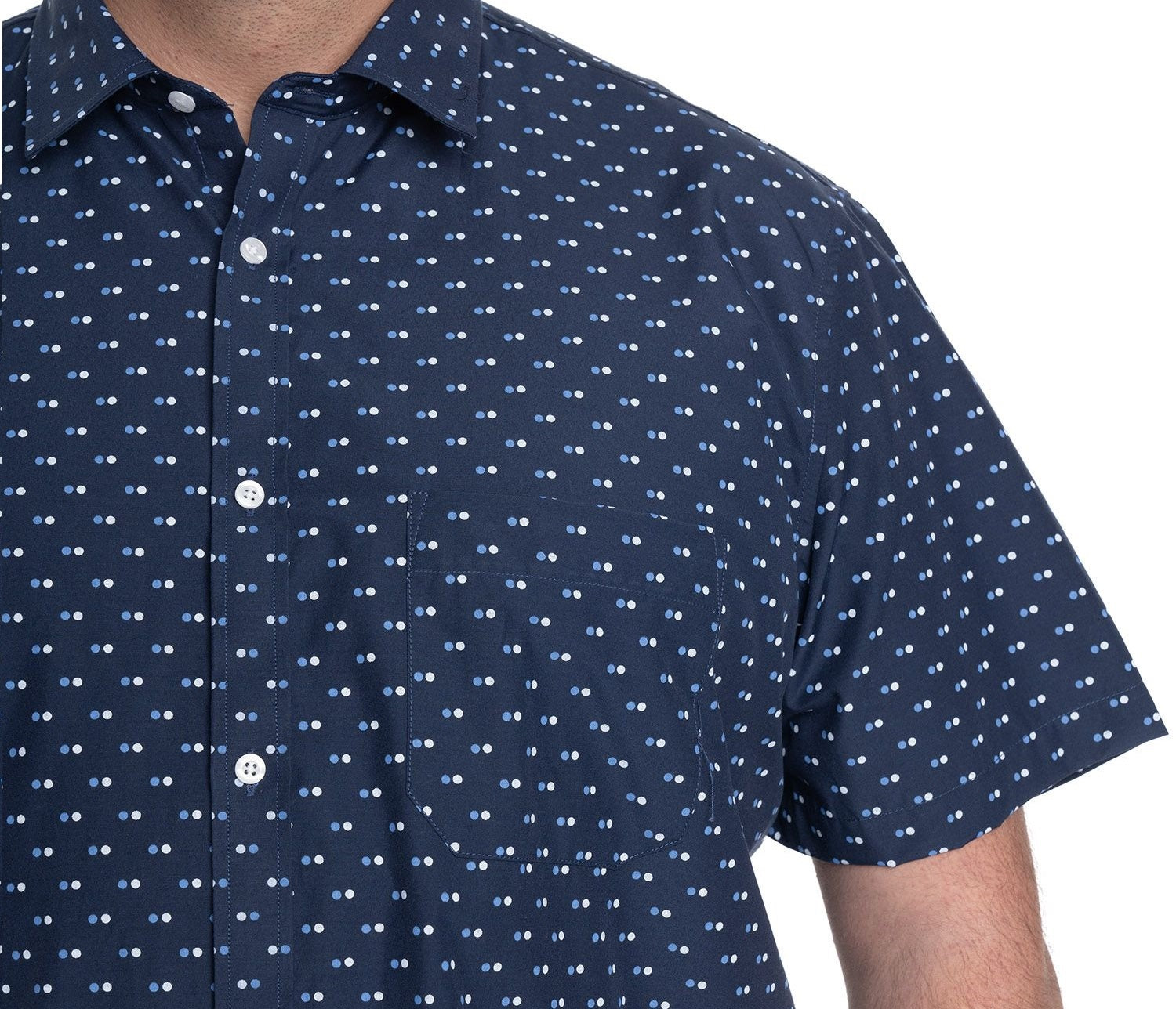 Camisa fantasía estampada cuello semi italiano 579 celeste claro slim fit | MASX Chile
