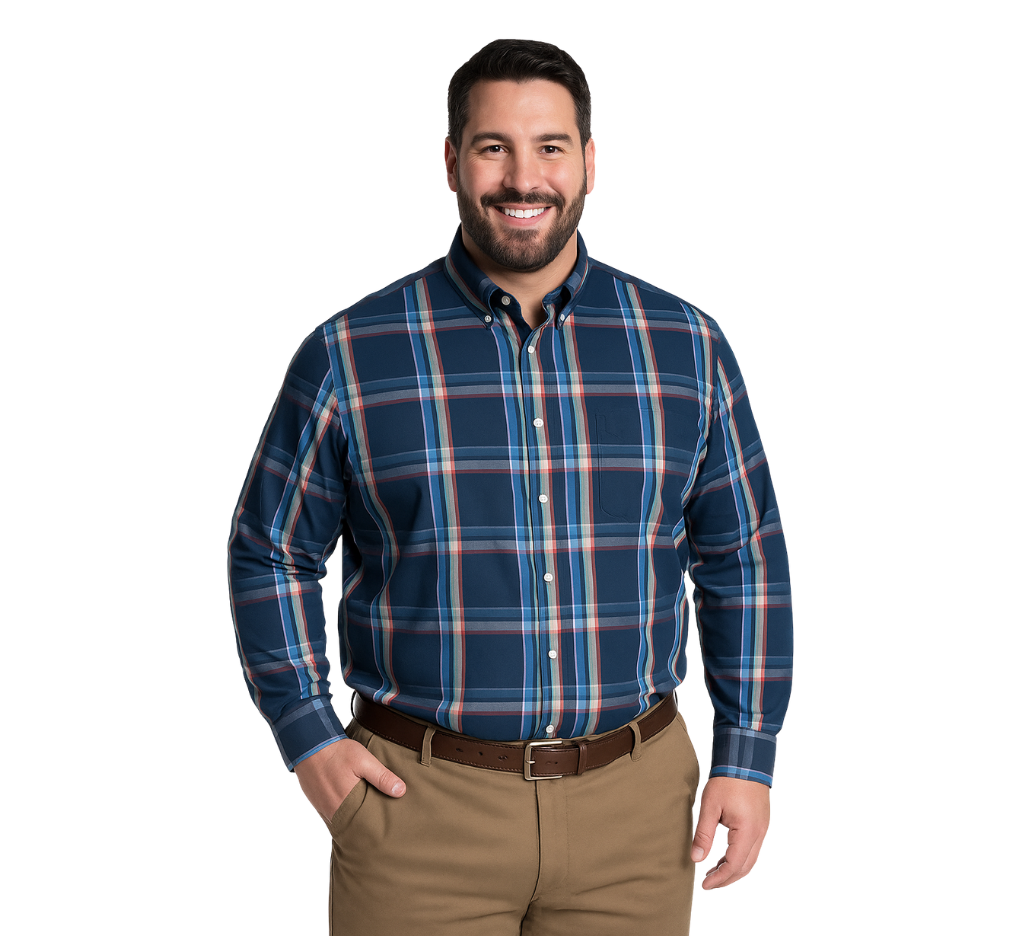 Camisa fantasía premium 579 diseño azul marino manga larga regular fit | MASX Chile