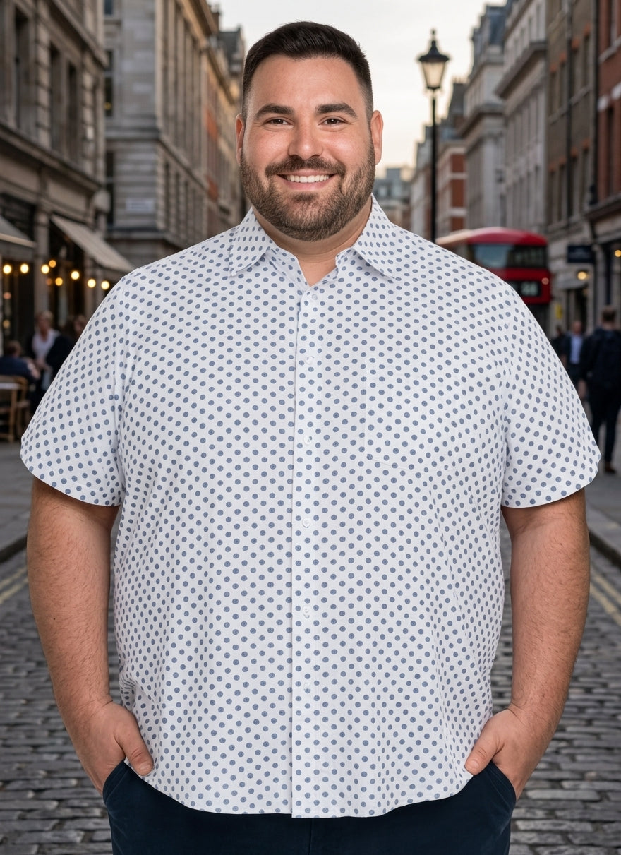 Camisa fantasía estampada cuello semi italiano 501 diseño blanco slim fit | MASX Chile