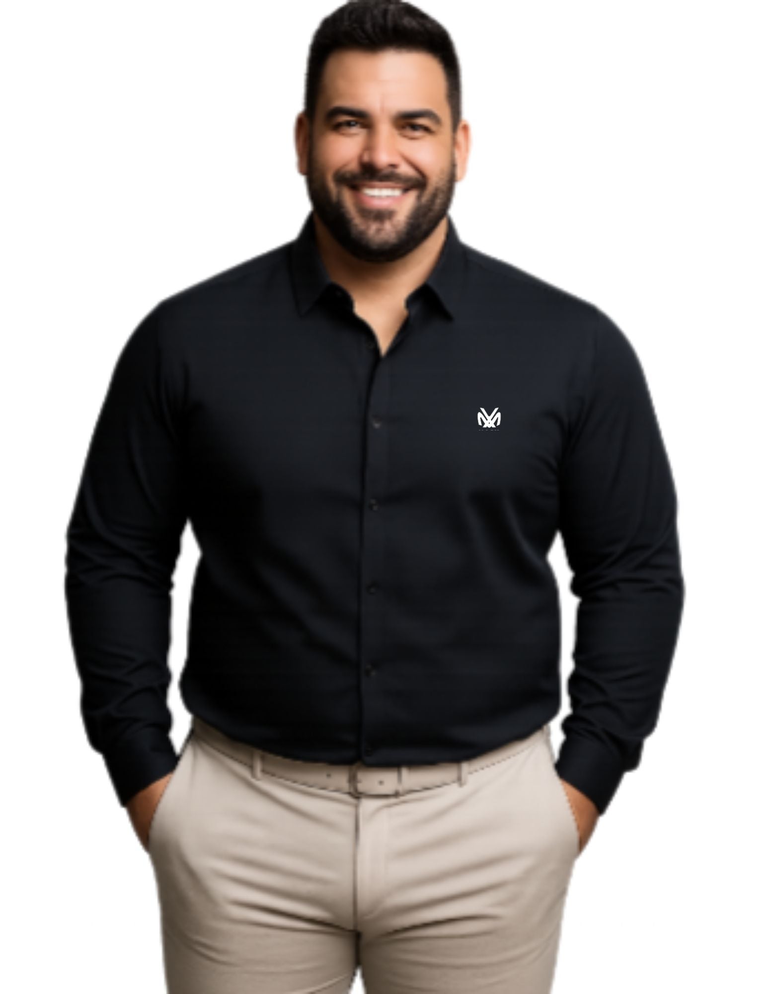 Camisa formal negra lisa M/L masx Tallas grandes | MASX Chile
