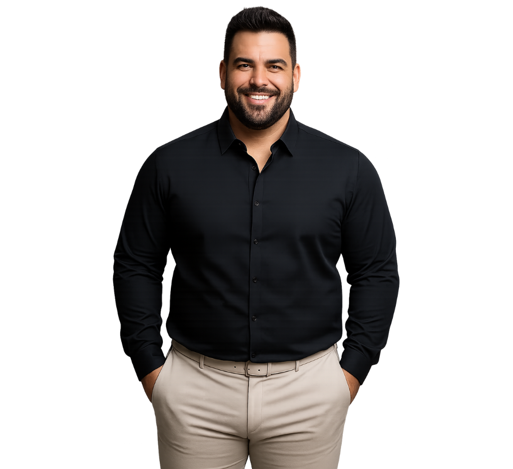 Camisa formal negra lisa M/L masx Tallas grandes | MASX Chile