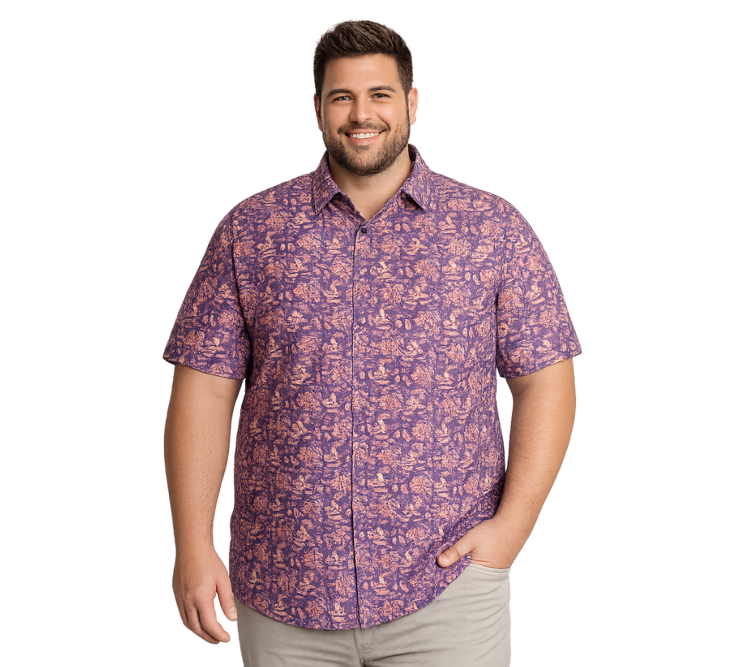 Camisa manga corta talla grande hombre diseño estampado elegante MASX Chile plus size