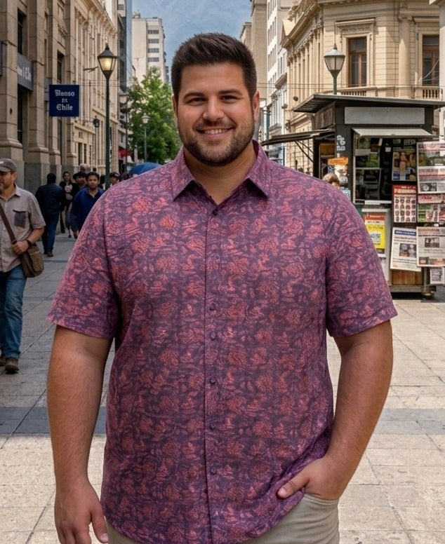 Camisa guayabera slim fit vino diseño 006 Tallas grandes | MASX Chile