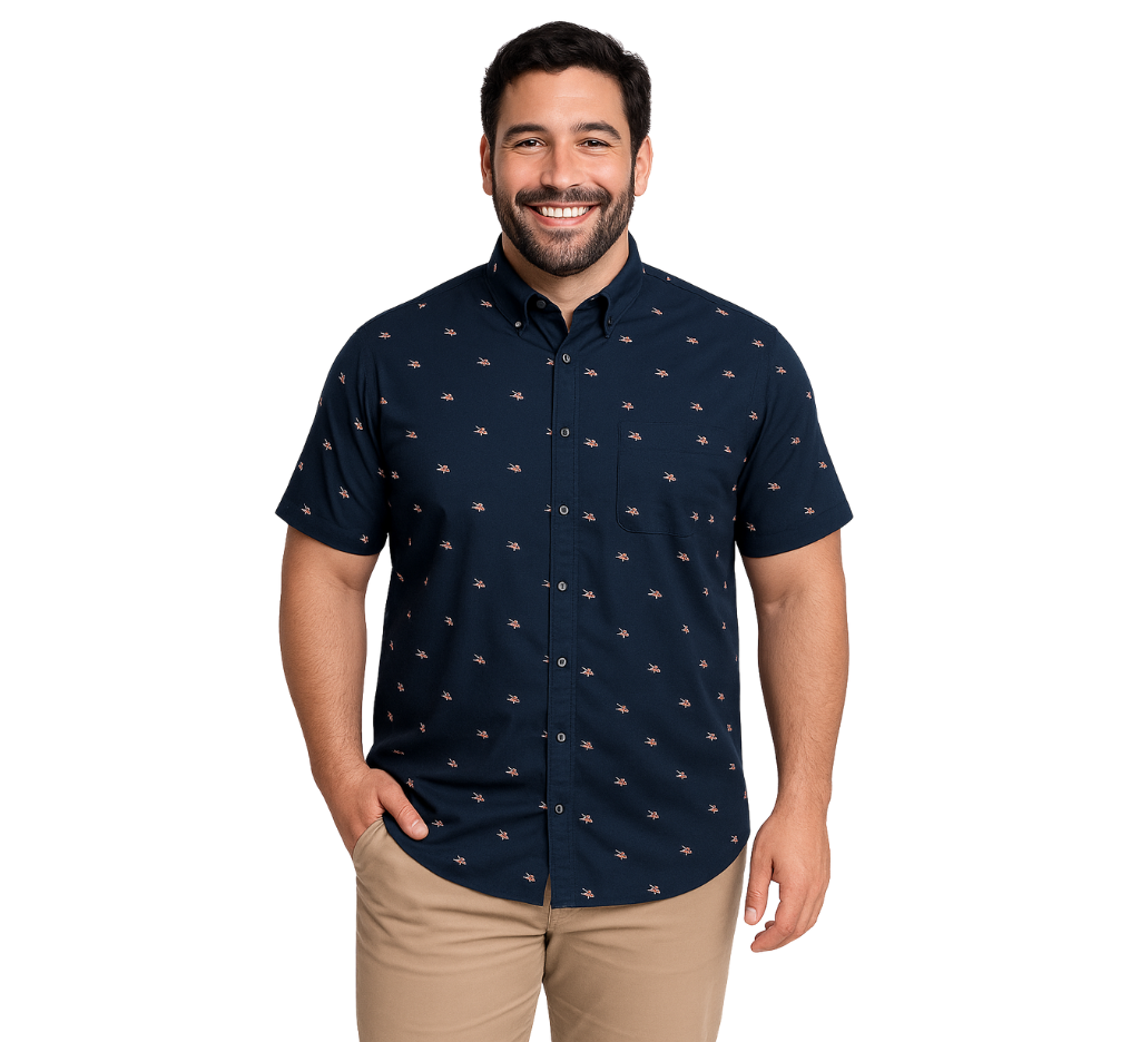 Camisa m/c estampada 579 diseño azul marino | MASX Chile