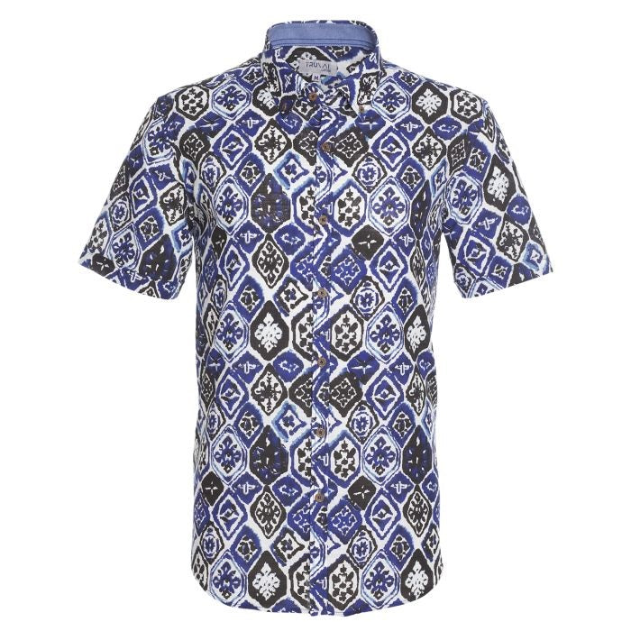 Camisa m/c estampada diseño slim fit botón cuello diseño 002 | MASX Chile