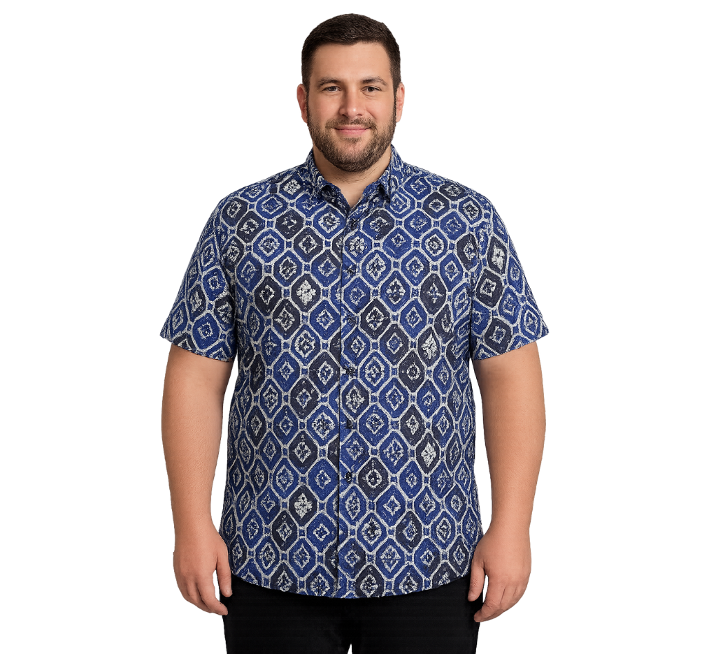 Camisa m/c estampada diseño slim fit botón cuello diseño 002 | MASX Chile