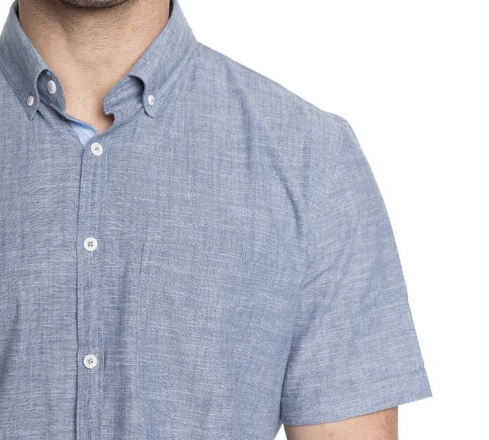 Camisa m/c slub 079 azul marino trv regular fit | MASX Chile