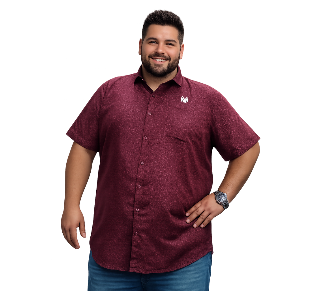 Camisa manga corta burdeo puntos Tallas grandes | MASX Chile