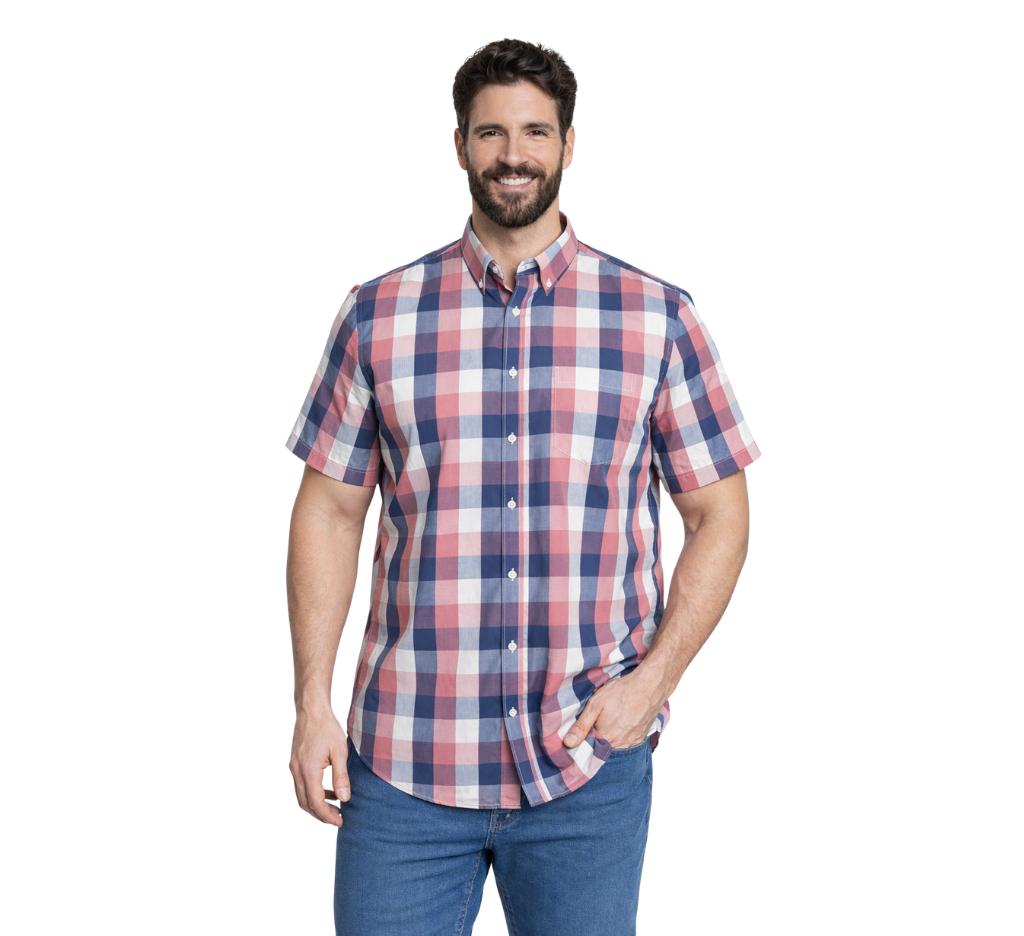 Camisa manga corta fantasia premium 550 diseño rosado claro regular fit  | MASX Chile