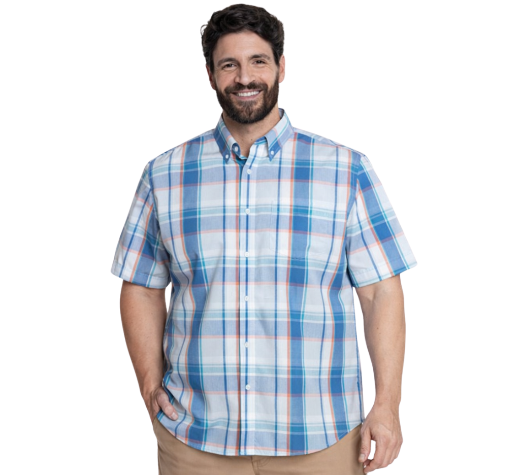 Camisa manga corta fantasia premium 577 diseño azul regular fit  | MASX Chile