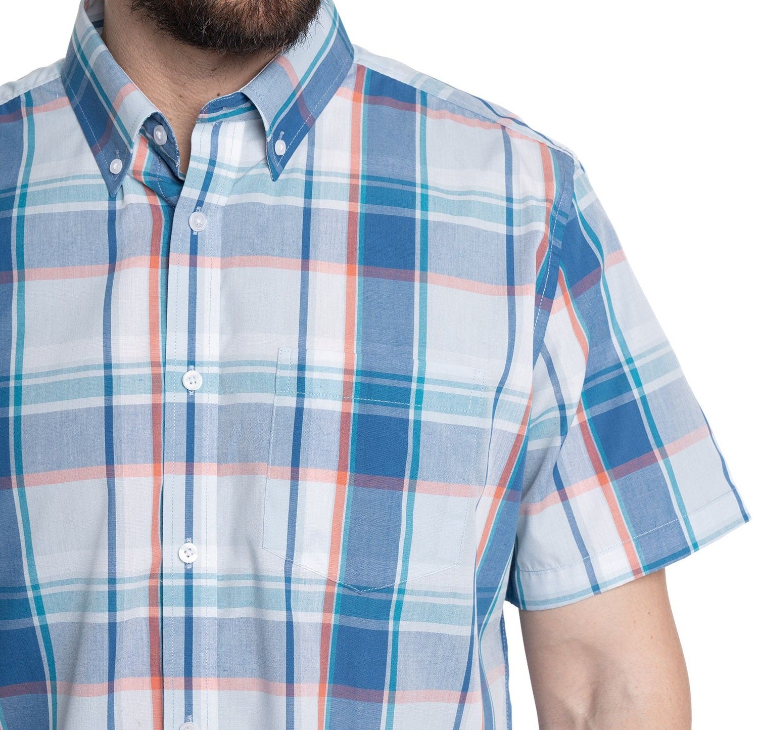 Camisa manga corta fantasia premium 577 diseño azul regular fit  | MASX Chile