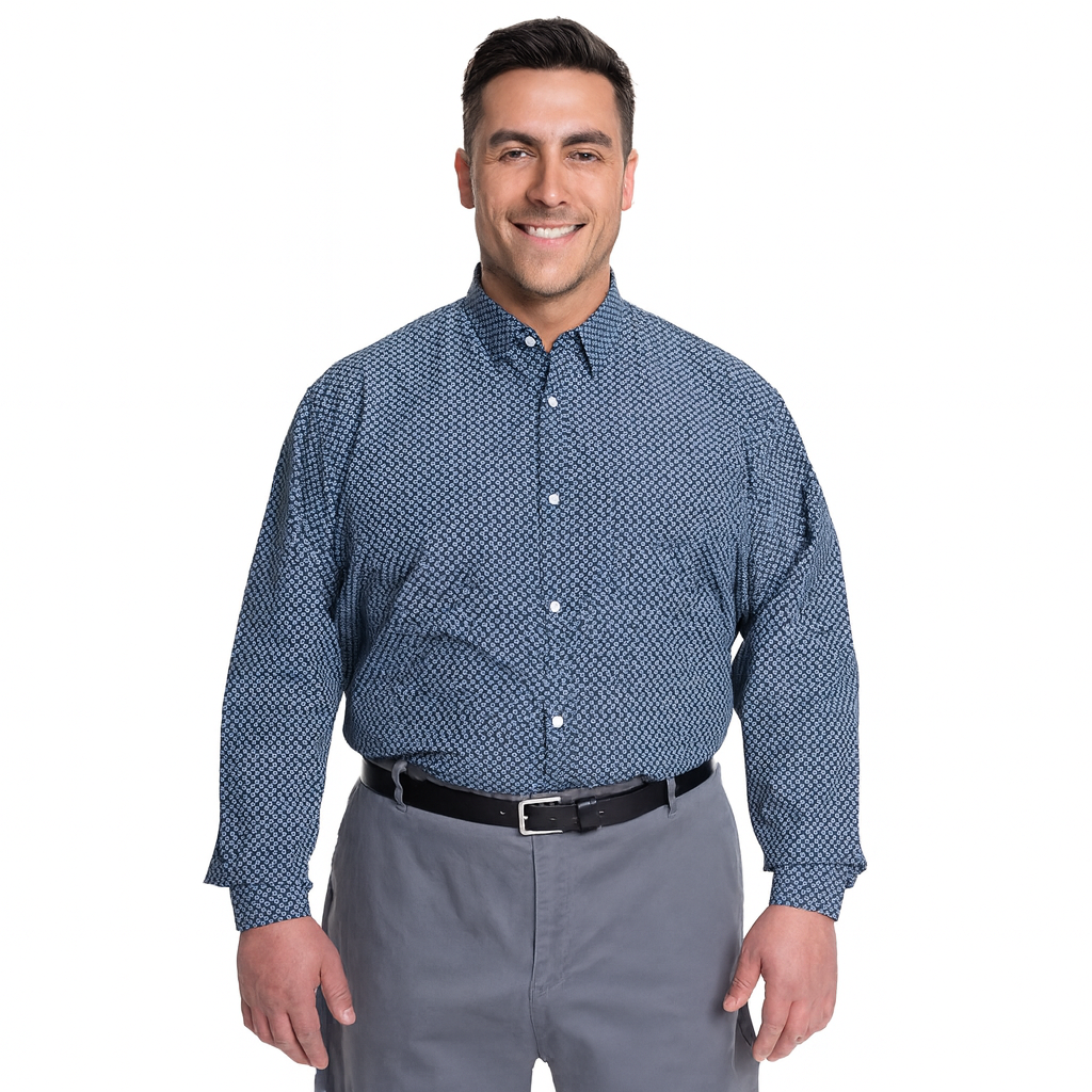 Camisa manga larga fantasía estampada regular fit 579 diseño azul marino | MASX Chile