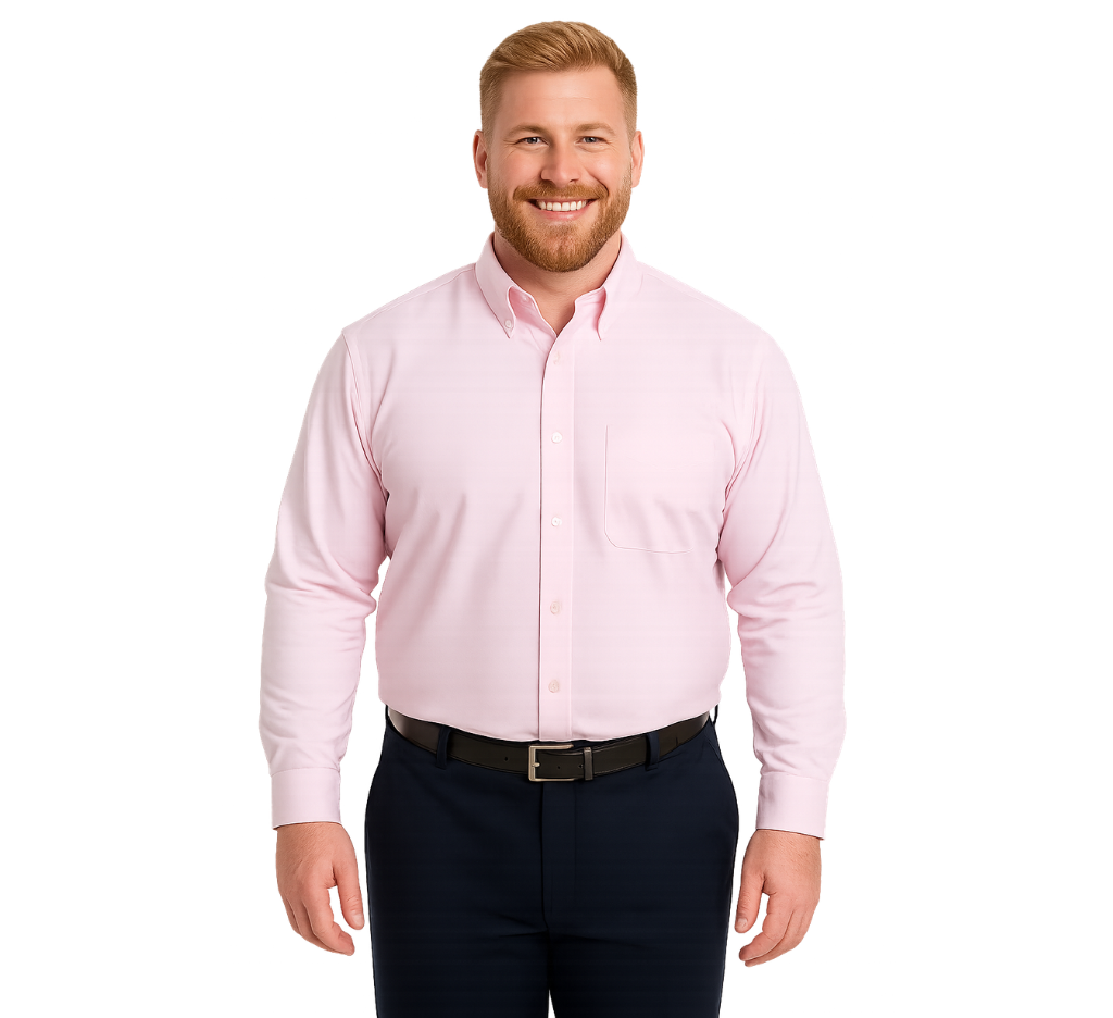 Camisa oxford rosado claro lisa regular fit M/L Tallas grandes | MASX Chile