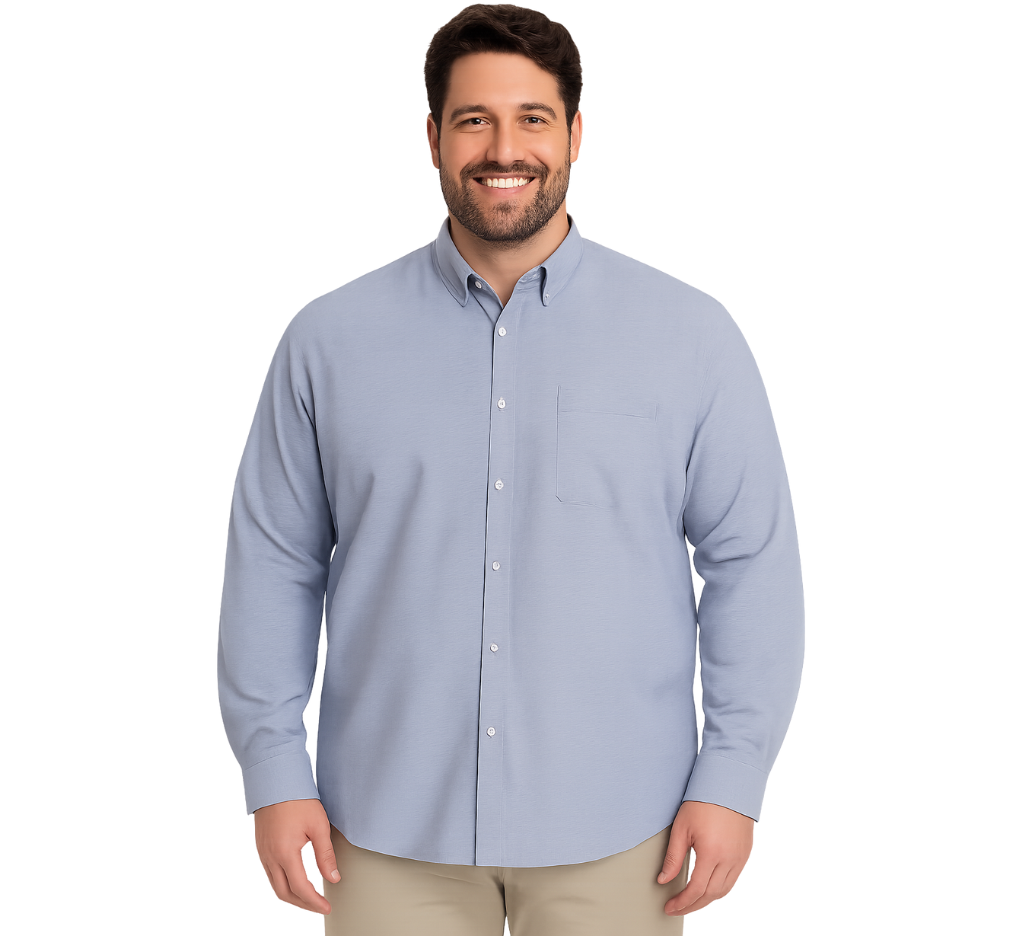 Camisa slub 071 celeste claro manga larga regular fit | MASX Chile