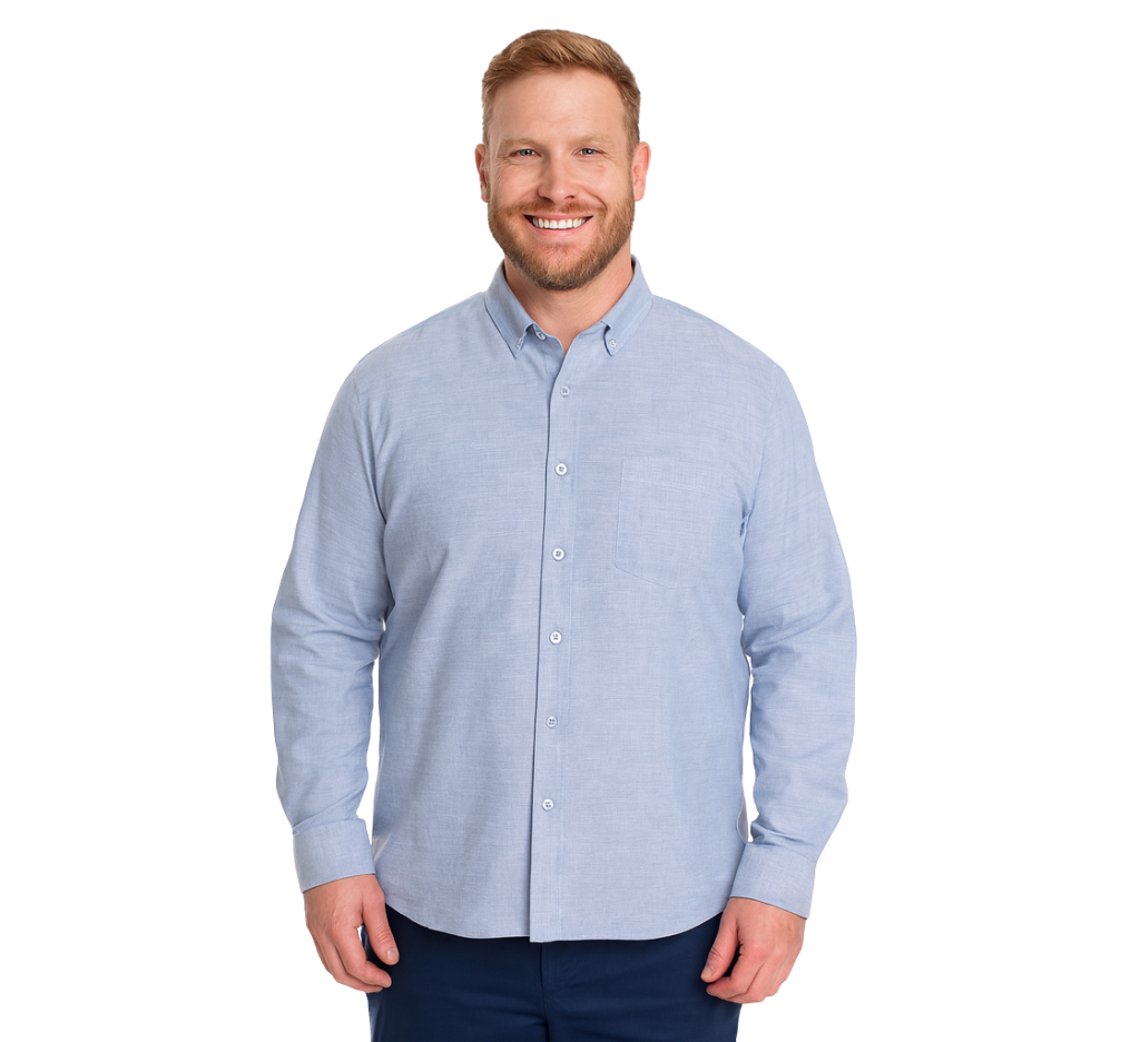 Camisa slub 071 celeste claro manga larga regular fit | MASX Chile