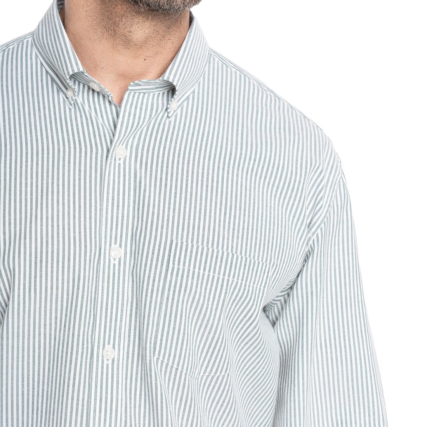 Camisa listada oxford 513 diseño verde oscuro | MASX Chile