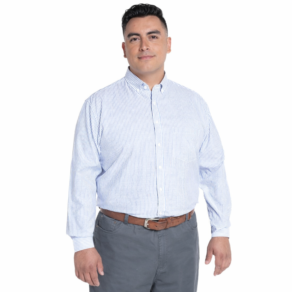 Camisa listada oxford 573 diseño azul marino | MASX Chile