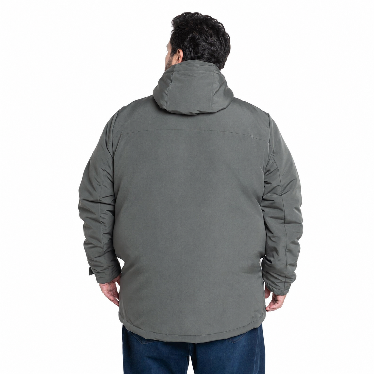 Chaqueta larga hombre talla grande oliva oscuro con capucha XL a 4XL