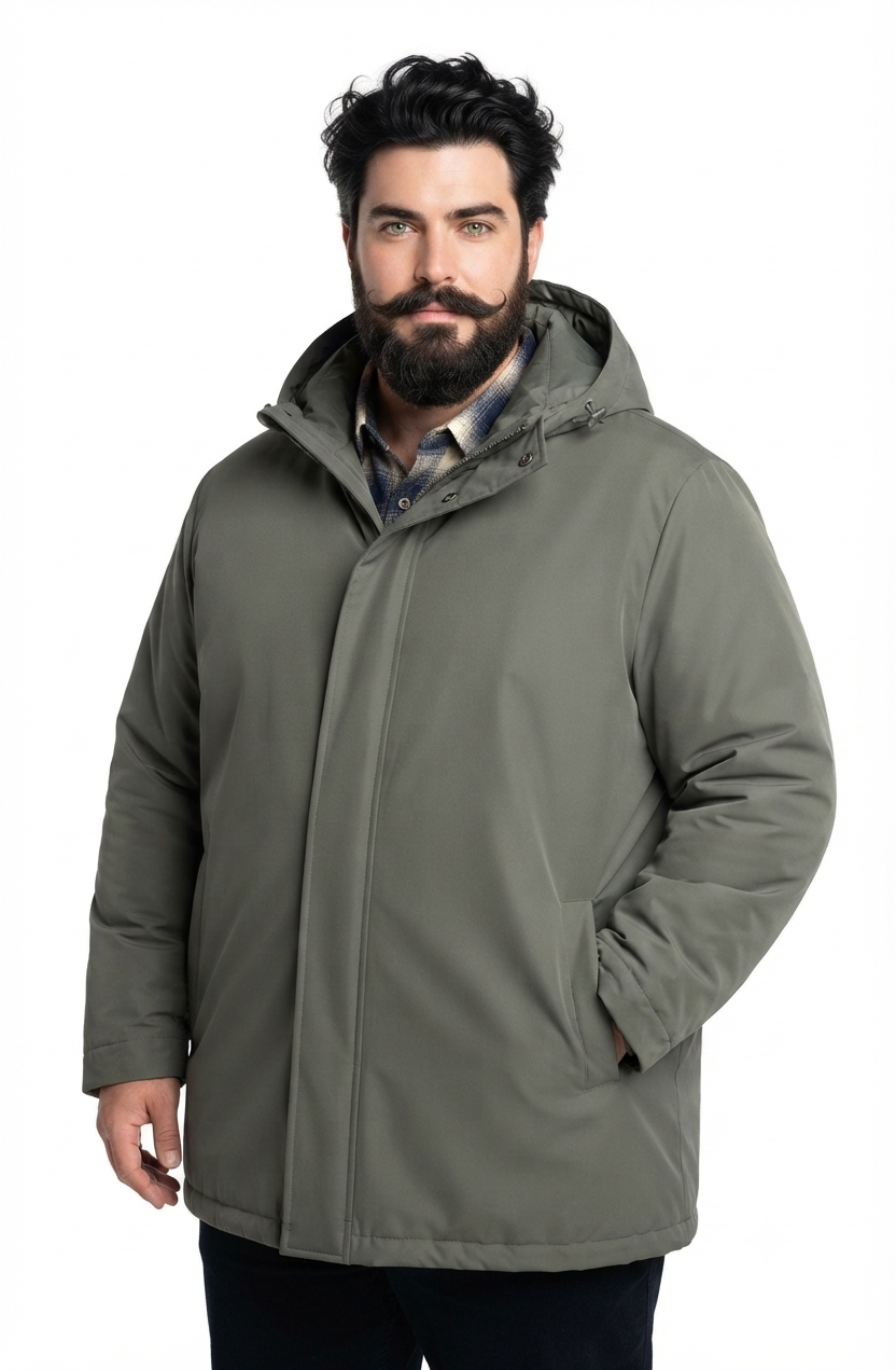 Chaqueta Larga 095 Oliva oscuro Tallas Grandes | MASX Chile