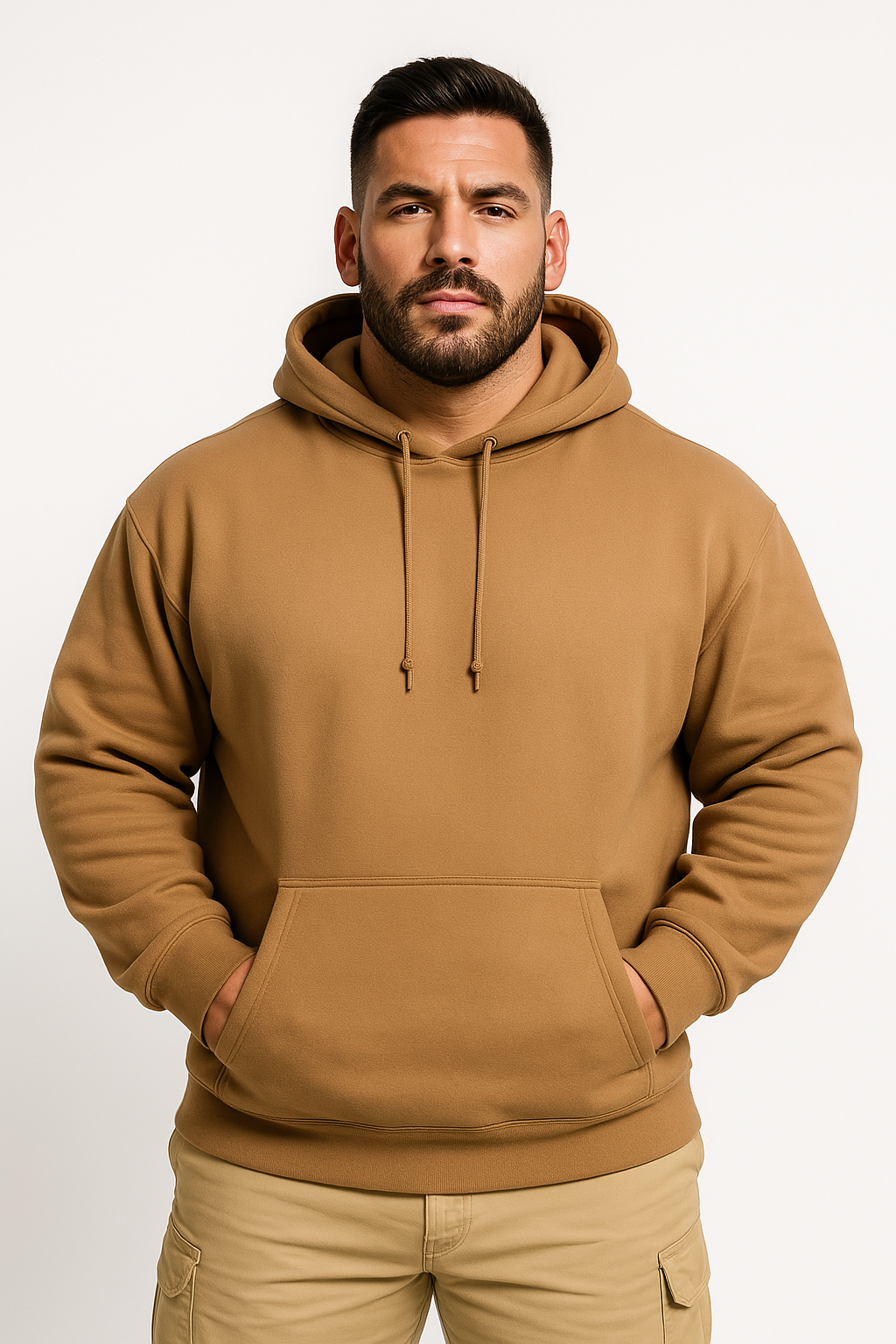 Polerón Hoodie Camel para Hombre Tallas Grandes