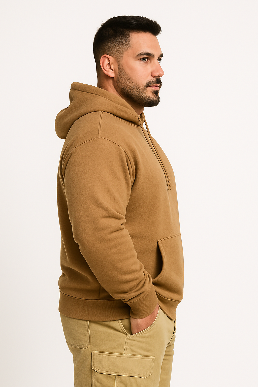 Polerón Hoodie Camel para Hombre Tallas Grandes