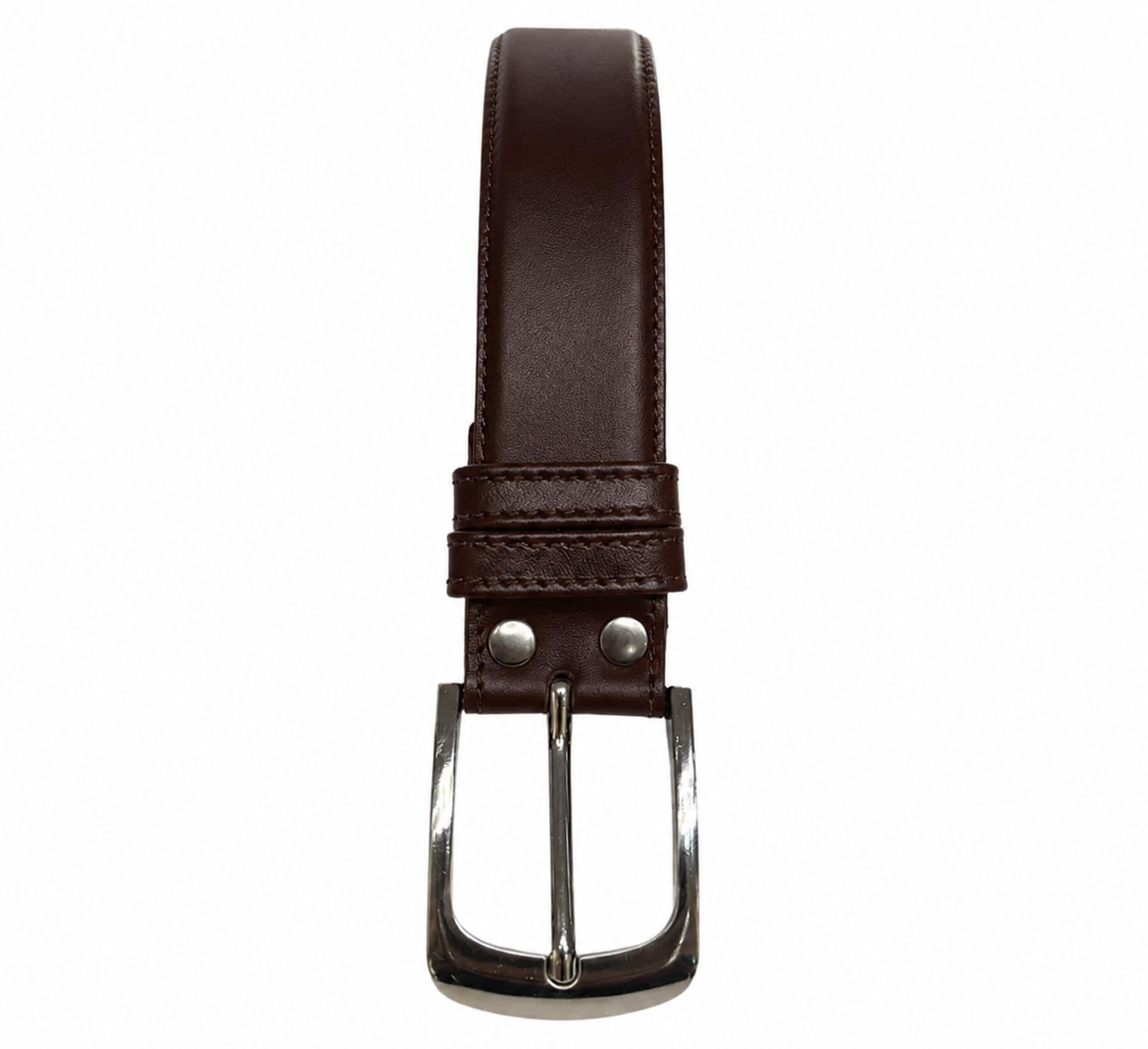 Cinturón de cuero café liso hebilla c50 Tallas grandes | MASX