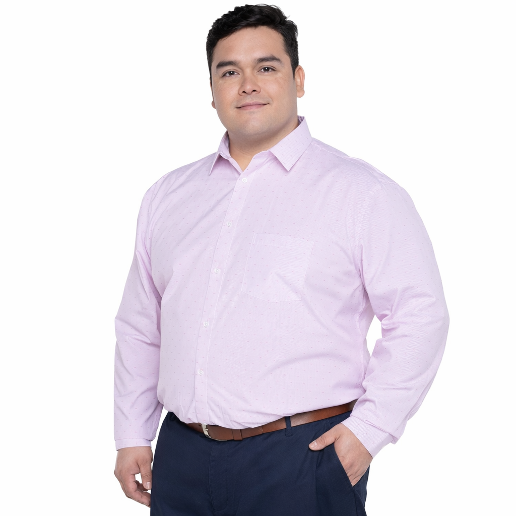 Camisa dobby 050 rosado claro cuello italiano slim fit M/L Tallas grandes | MASX Chile