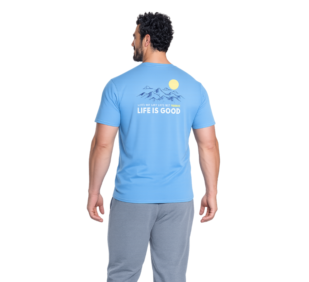 Polera jersey estampado back cuello v 069 azul piedra Tallas grandes | MASX Chile