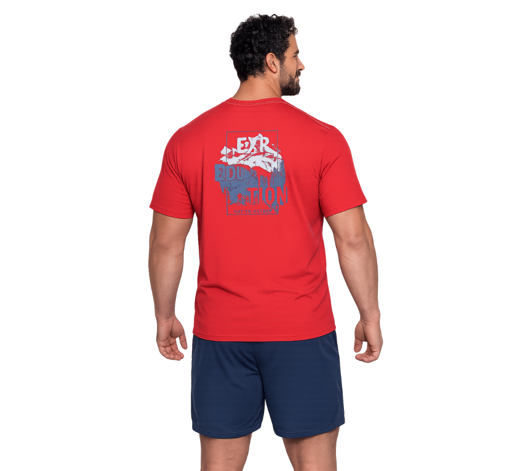 Polera jersey estampado back cuello v 055 rojo oscuro Tallas grandes | MASX Chile