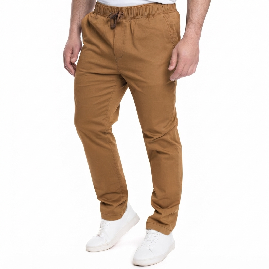 Pantalón jogger frente plano slim fit 091 Tabaco Tallas Grandes | MASX Chile