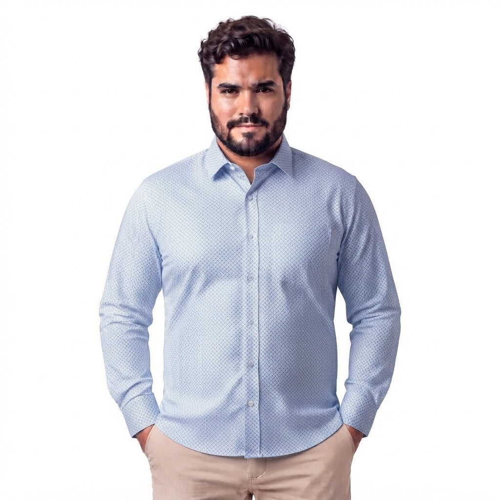 Camisa estampada 571 diseño celeste claro regular fit | MASX Chile