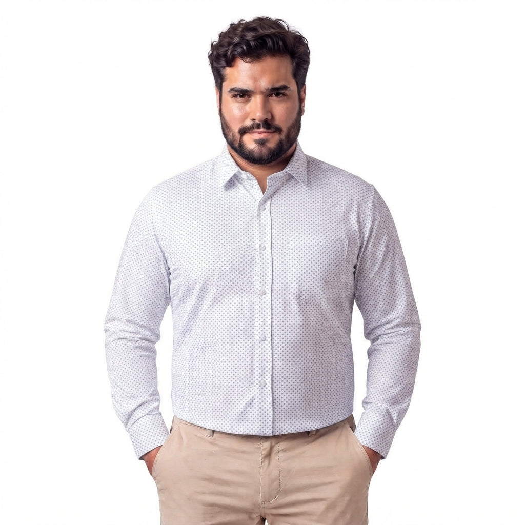 Camisa fantasía estampada 501 diseño blanco puntos regular fit | MASX Chile