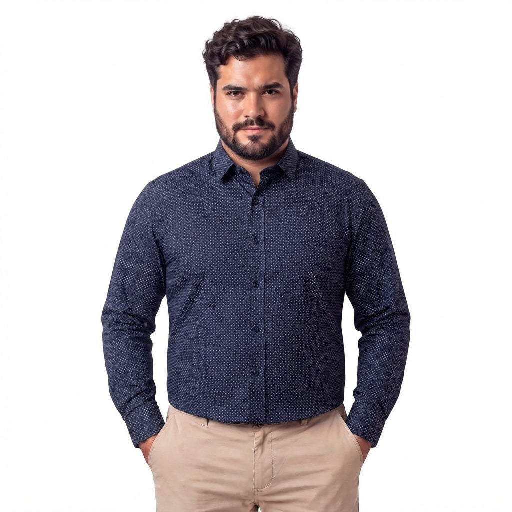 Camisa fantasía estampada 579 diseño azul marino regular fit | MASX Chile