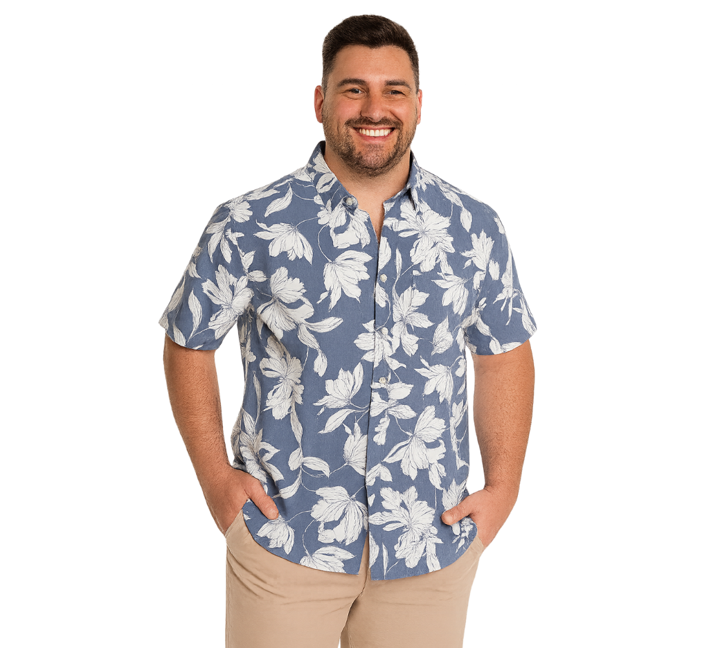 Guayabera m/c estampada 574 diseño azul p. vela regular fit | MASX Chile