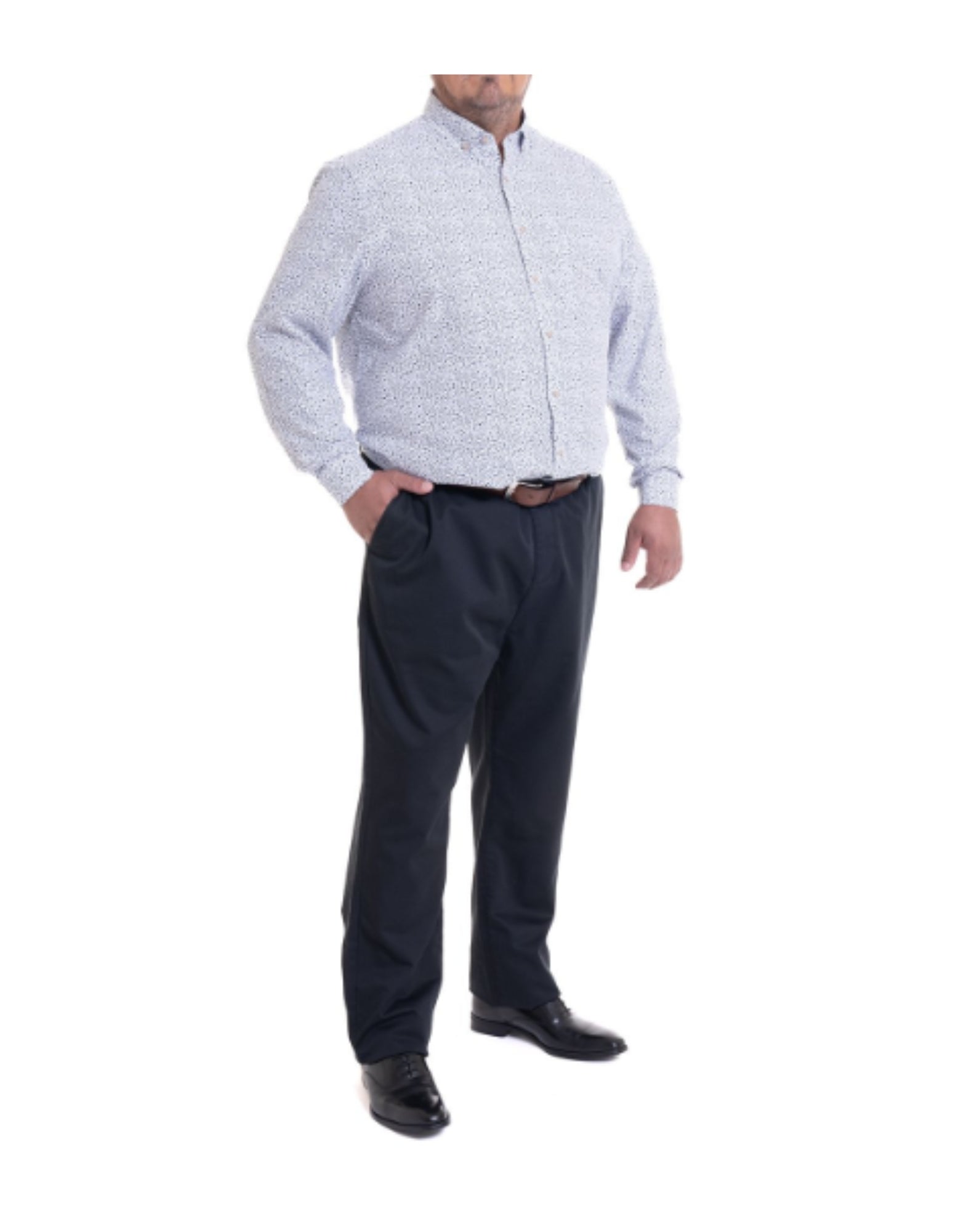 Camisa manga larga oxford slim fit estampada diseño 002 Tallas grandes | MASX Chile