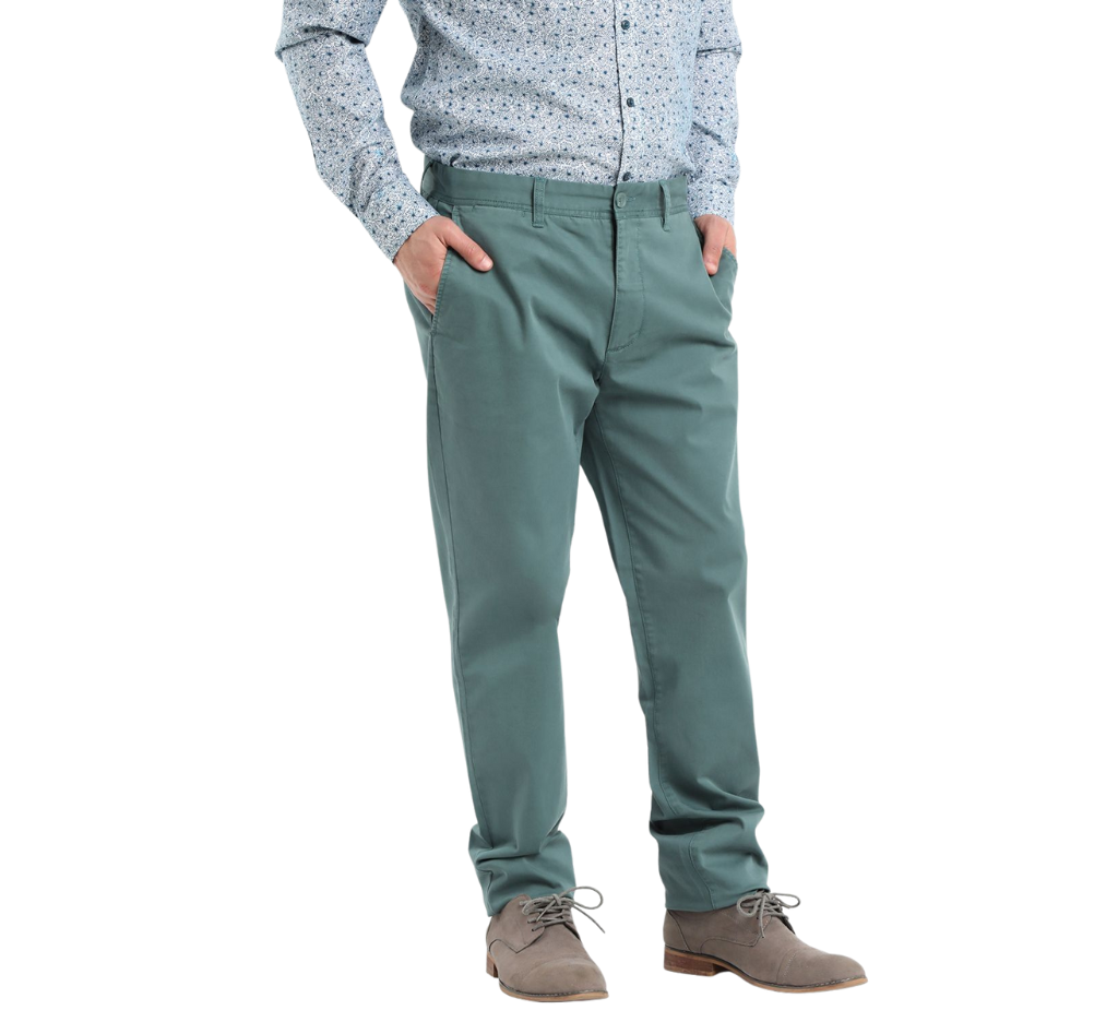 Pantalón frente plano slim fit spandex 014 verde pasto | MASX Chile