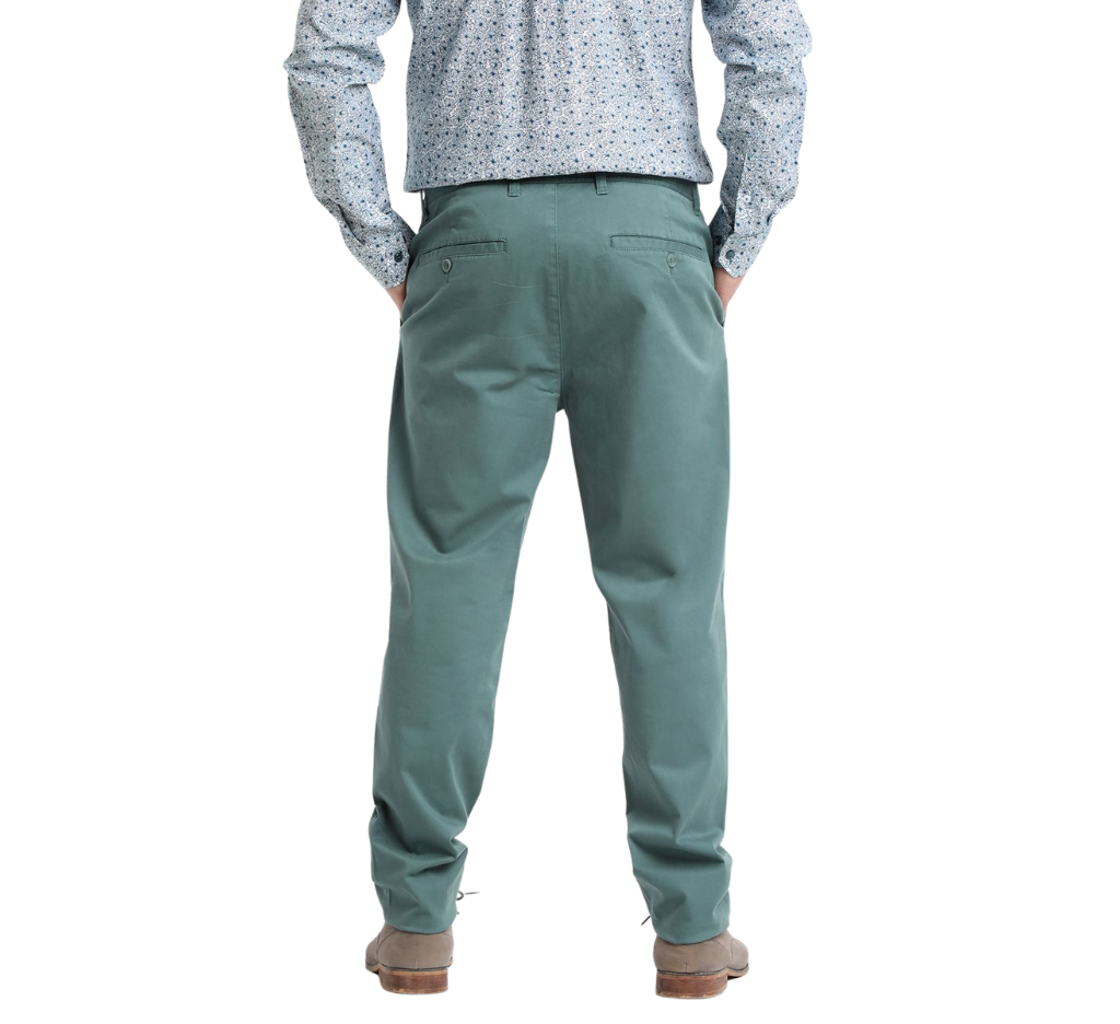 Pantalón frente plano slim fit spandex 014 verde pasto | MASX Chile