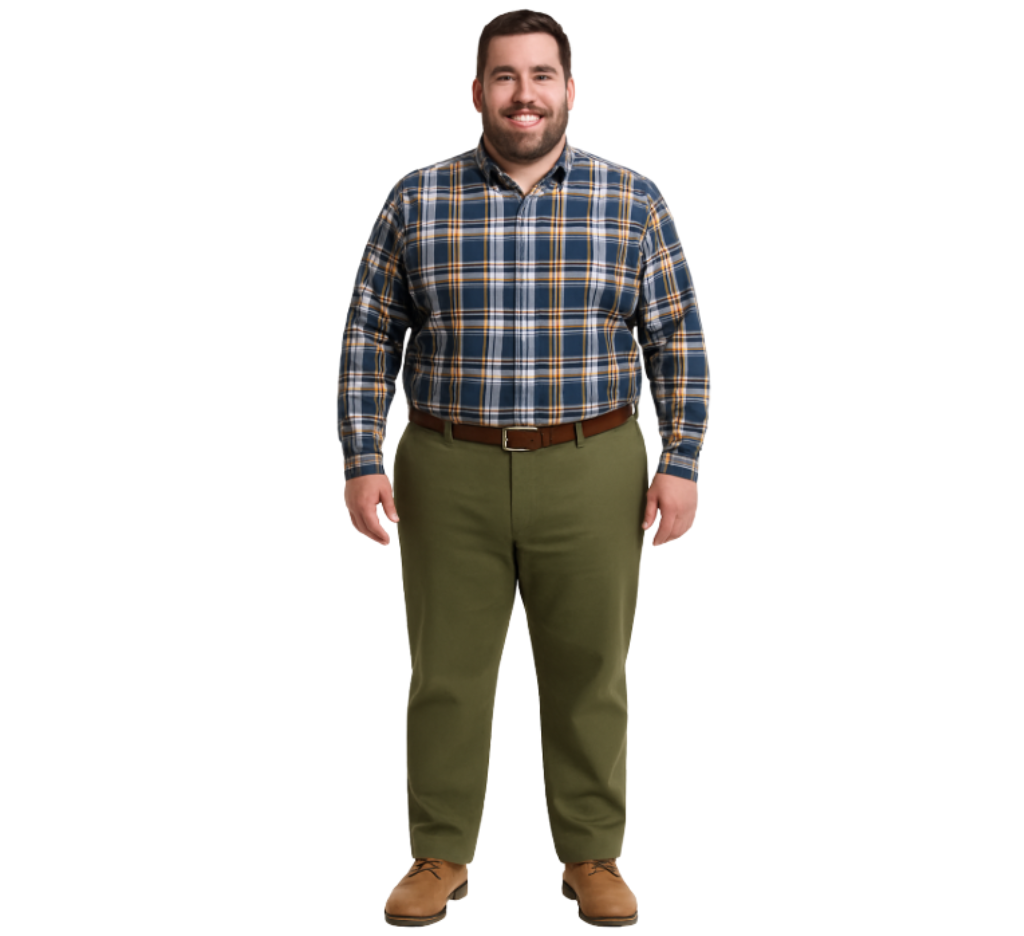 Pantalón frente plano slim fit spandex 017 verde musgo Tallas Grandes | MASX Chile