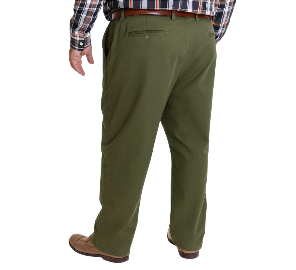 Pantalón frente plano slim fit spandex 017 verde musgo Tallas Grandes | MASX Chile