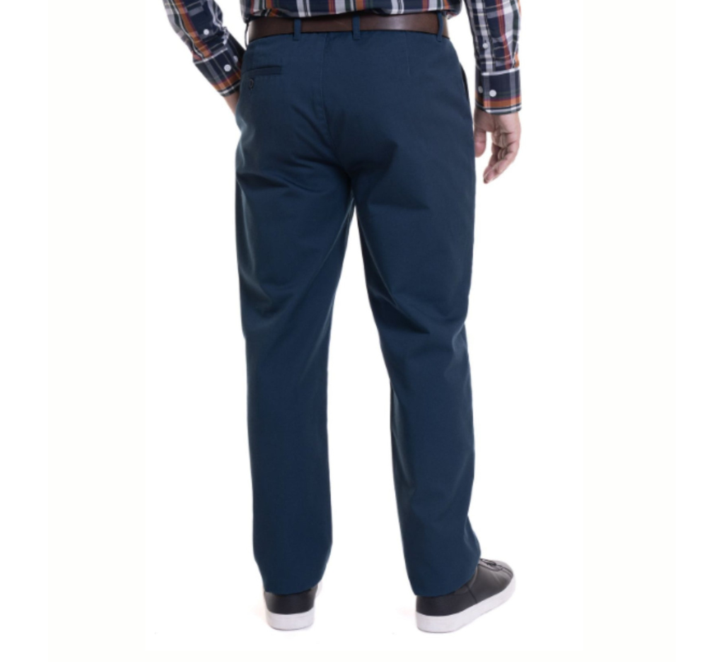 Pantalón frente plano slim fit spandex 079 azul marino Tallas Grandes Hombre | MASX Chile