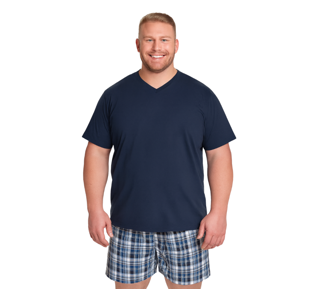 Pijama relax dúo 579 diseño azul marino Tallas grandes | MASX Chile