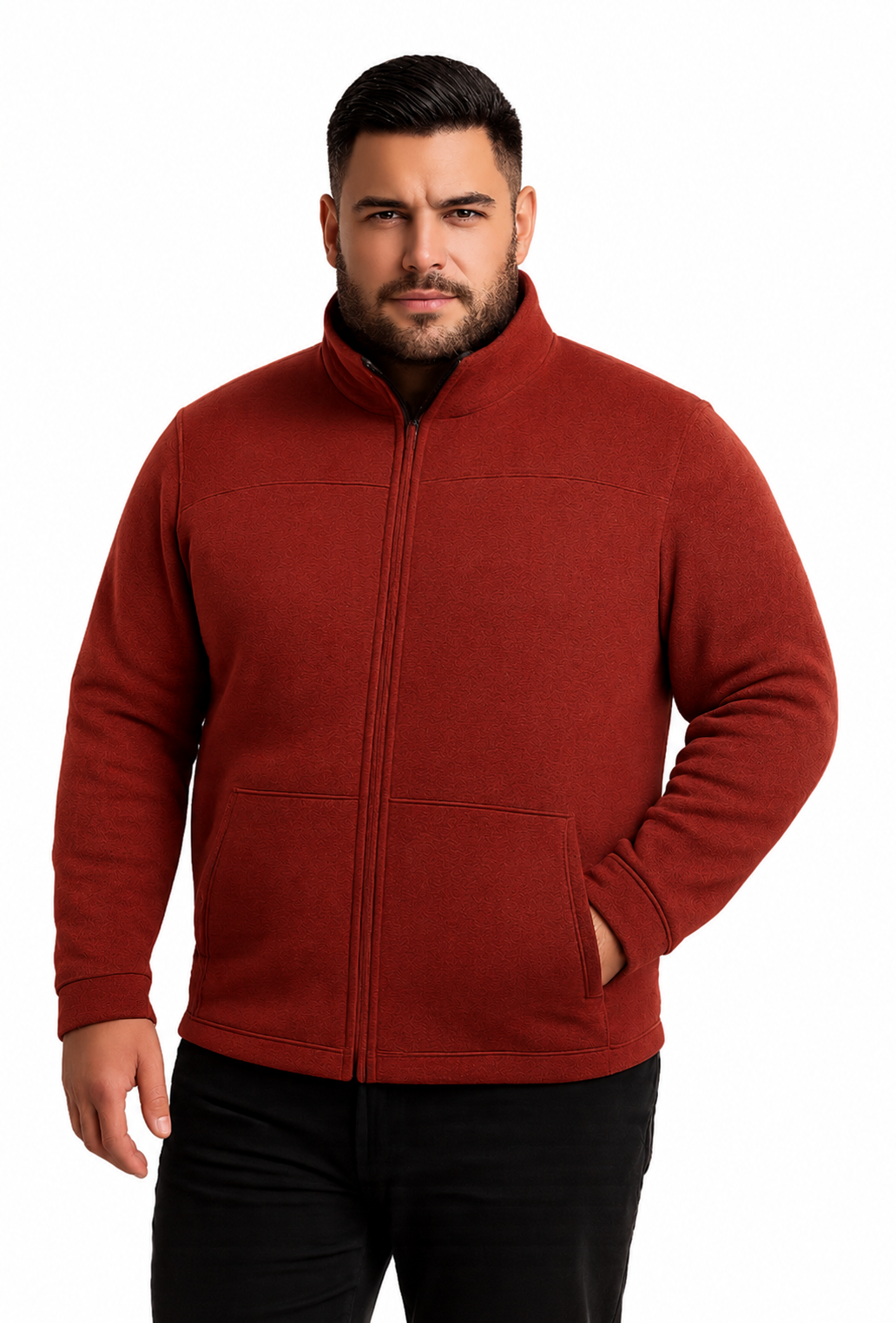 Polar tejido full ziper rojo oscuro Tallas grandes | MASX Chile