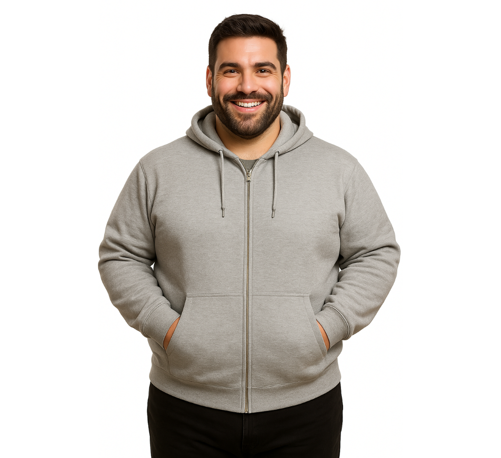 Polerón Canguro Con Cierre Melange Tallas grandes | MASX Chile