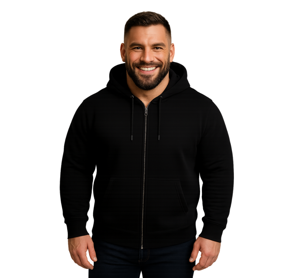 Polerón Con Capucha Cierre Negro Tallas grandes | MASX Chile