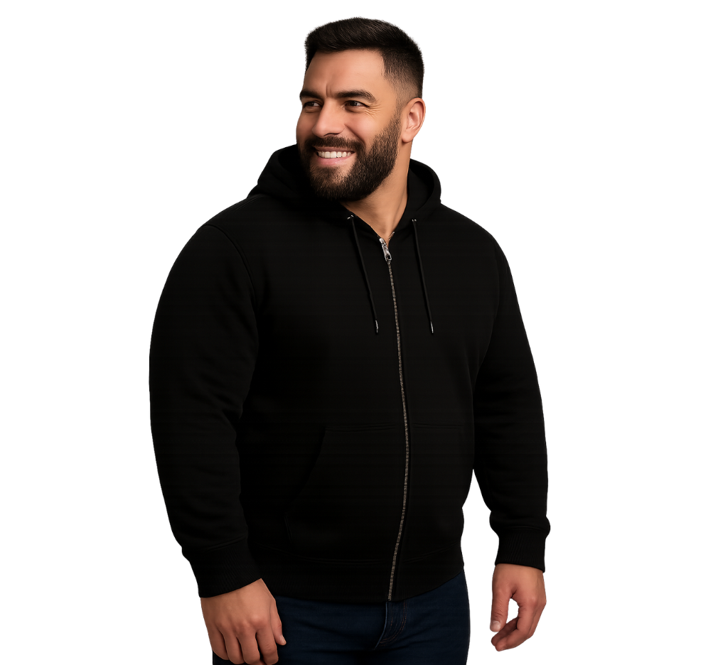 Polerón Con Capucha Cierre Negro Tallas grandes | MASX Chile