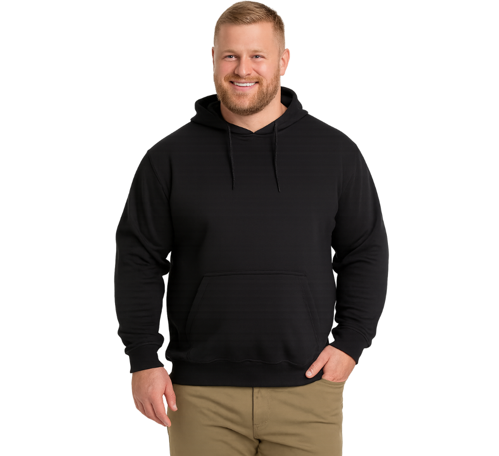 Polerón Hoodie 009 negro para hombre Tallas grandes | MASX Chile